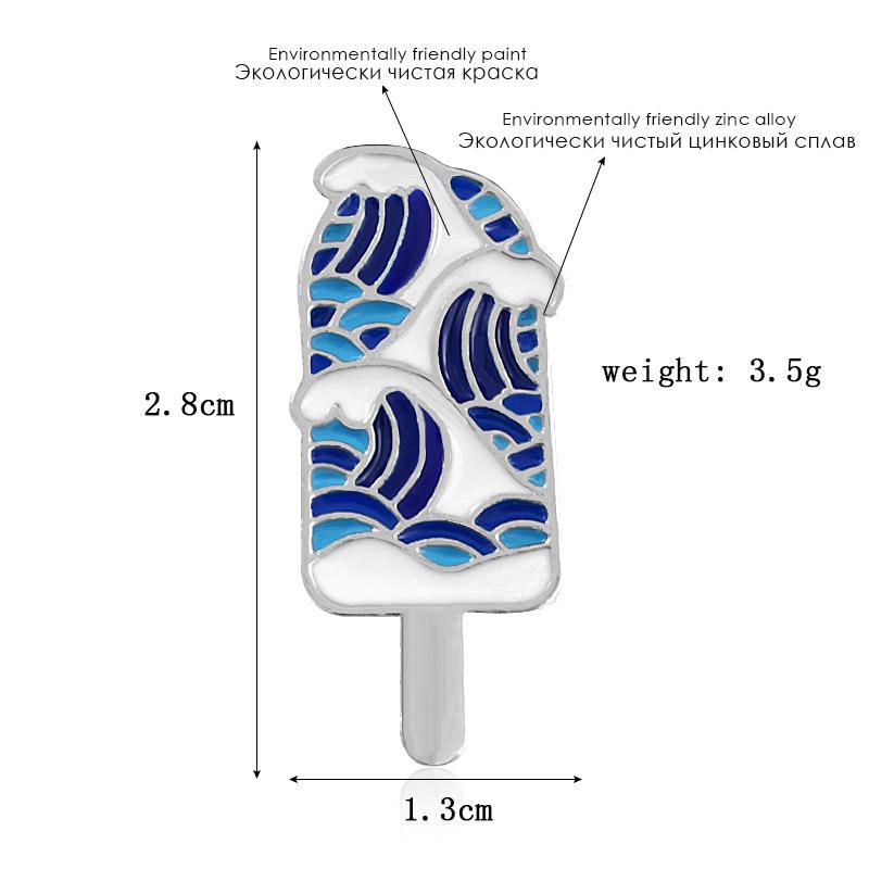 Cloisonné Enamel Brooch with Chinese Scenery: Umbrella, Whale, and Wave Design