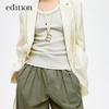 Edition Women's Pleated Wide-Leg Cotton Cargo Pants