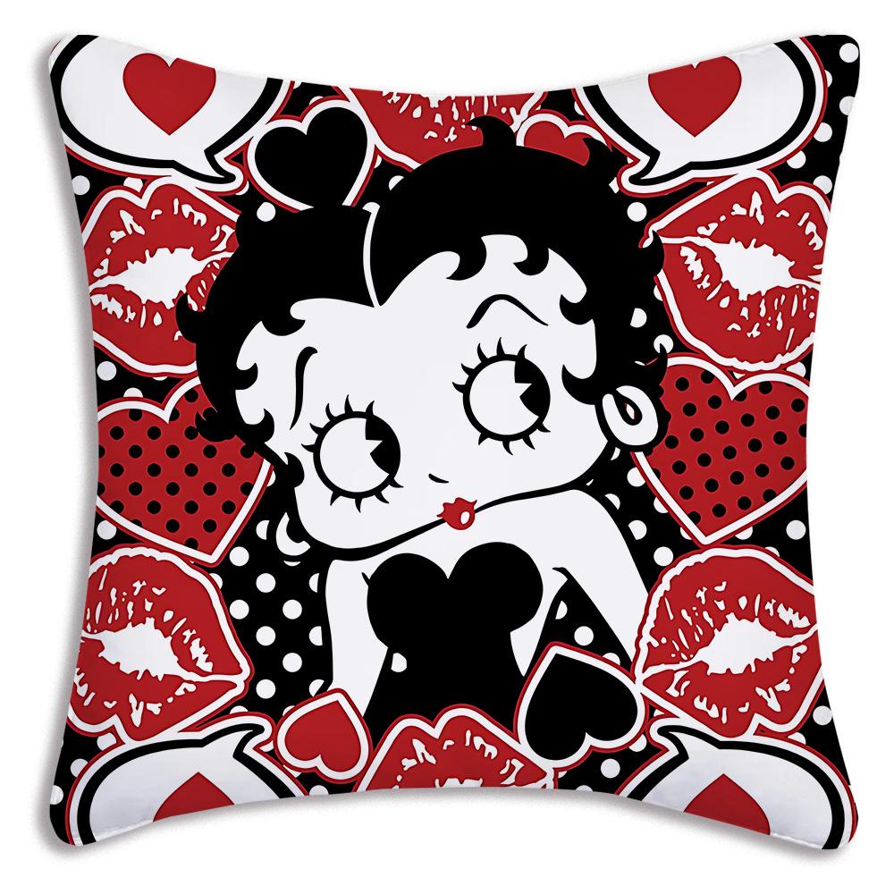 Cute B-Bettys Girl Boops Pillow Covers Cartoon Sofa Decorative Home Double-sided Printing Short Plush Cute Cushion Cover