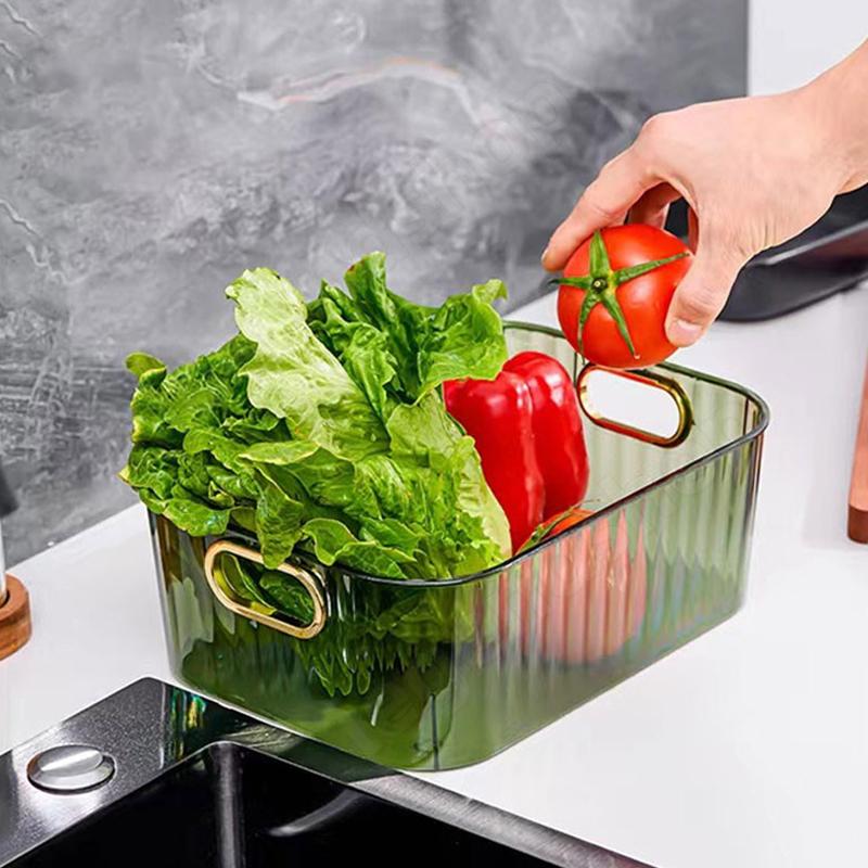 Transparent Storage Box Cosmetic Box Storage Container Plastic Storage Box Clear Drawer With Handle Stackable