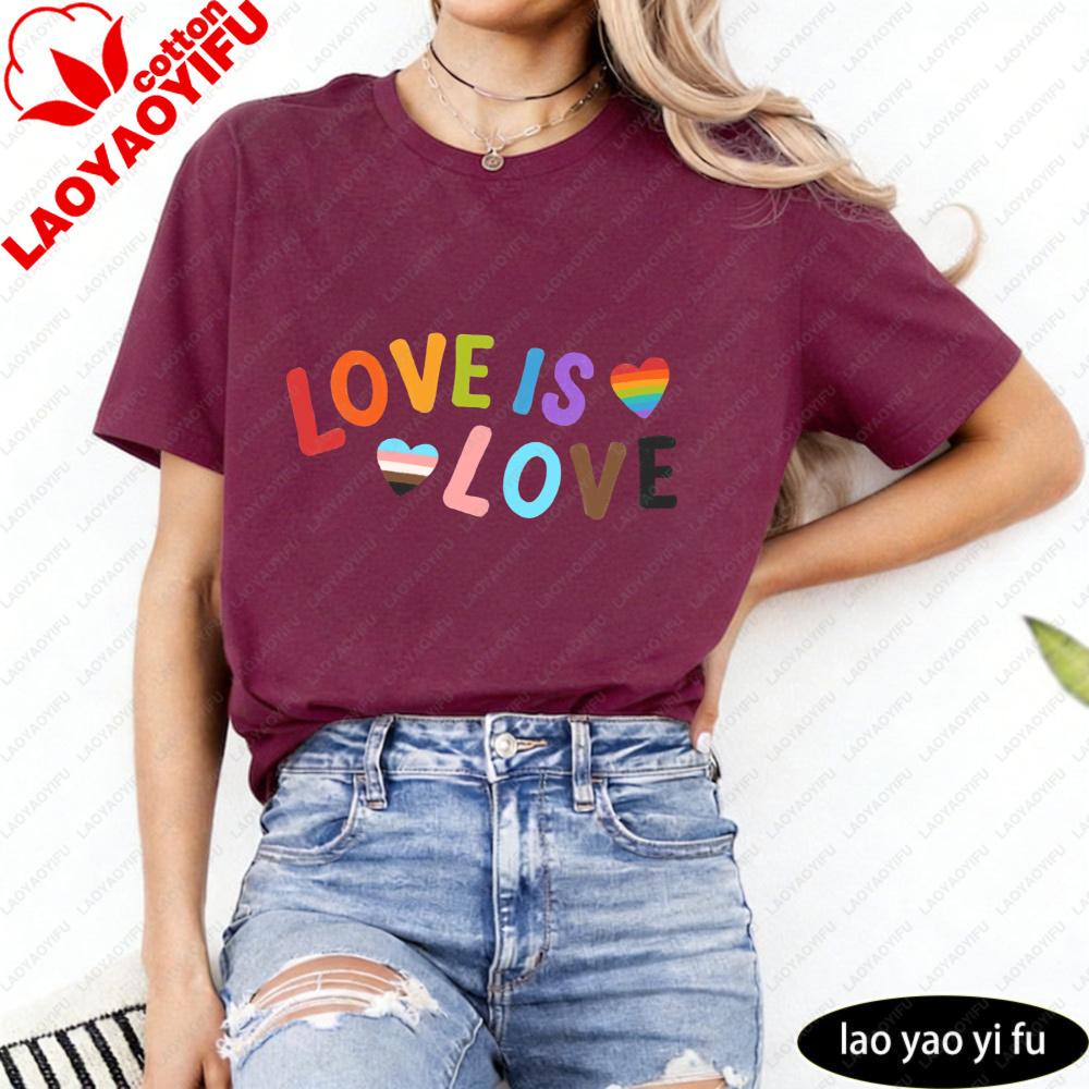 Inclusive Love Is Love Shirt Clean Cheerful Aesthetic Unisex Tshirt Lgbtq Pride Clothing Pride Month Unisex Casual Cotton TShirt