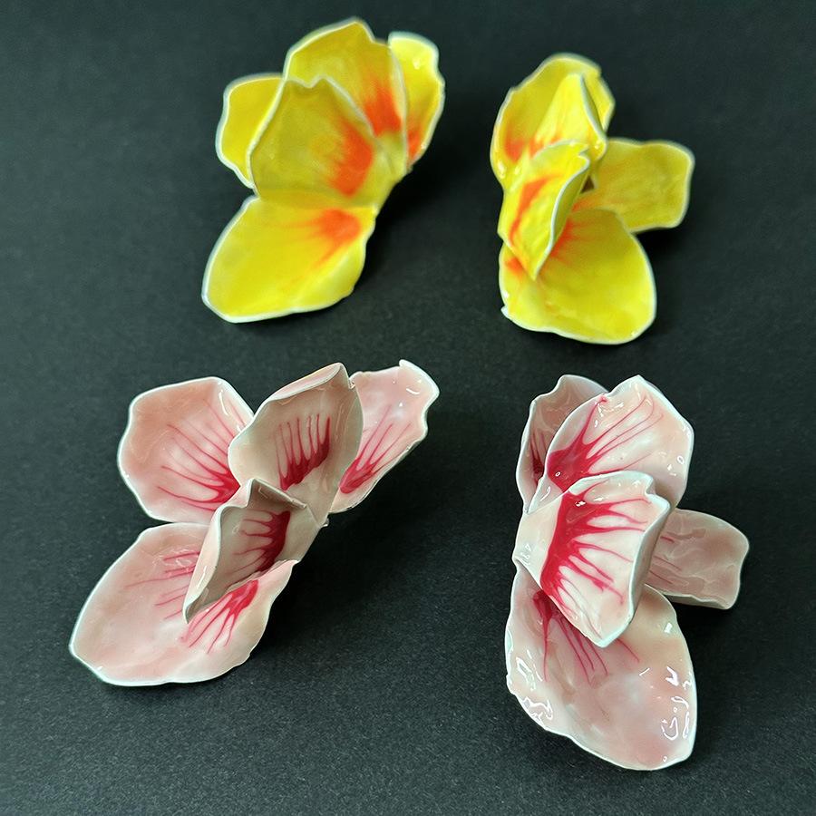 Colorful Drop Glaze Flower Enamel Earrings for Women European and American Personality Exaggerated Romantic Jewelry Accessories