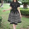 ZANZEA Women Summer Stand Collar Short Sleeve Casual Print Dress