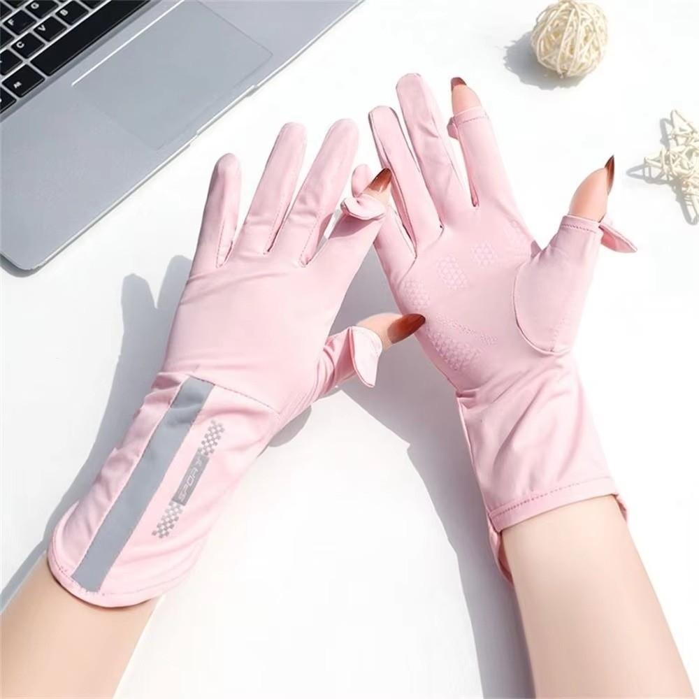 Non-slip Sunscreen Gloves Thin UPF 50 Gloves Fashion Finger Touch Screen Gloves  Summer
