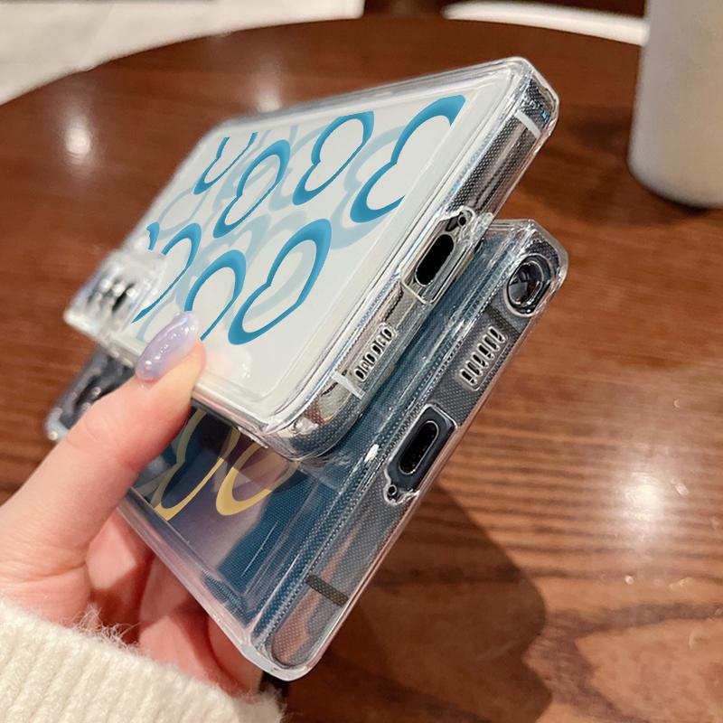 Heart Print Transparent Phone Case For Samsung Galaxy S25 S24 S22 Ultra S23 S24 FE A17 A56 A16 A36 A26 A55 A15 A25 A54 5G Shockproof Soft TPU Cover