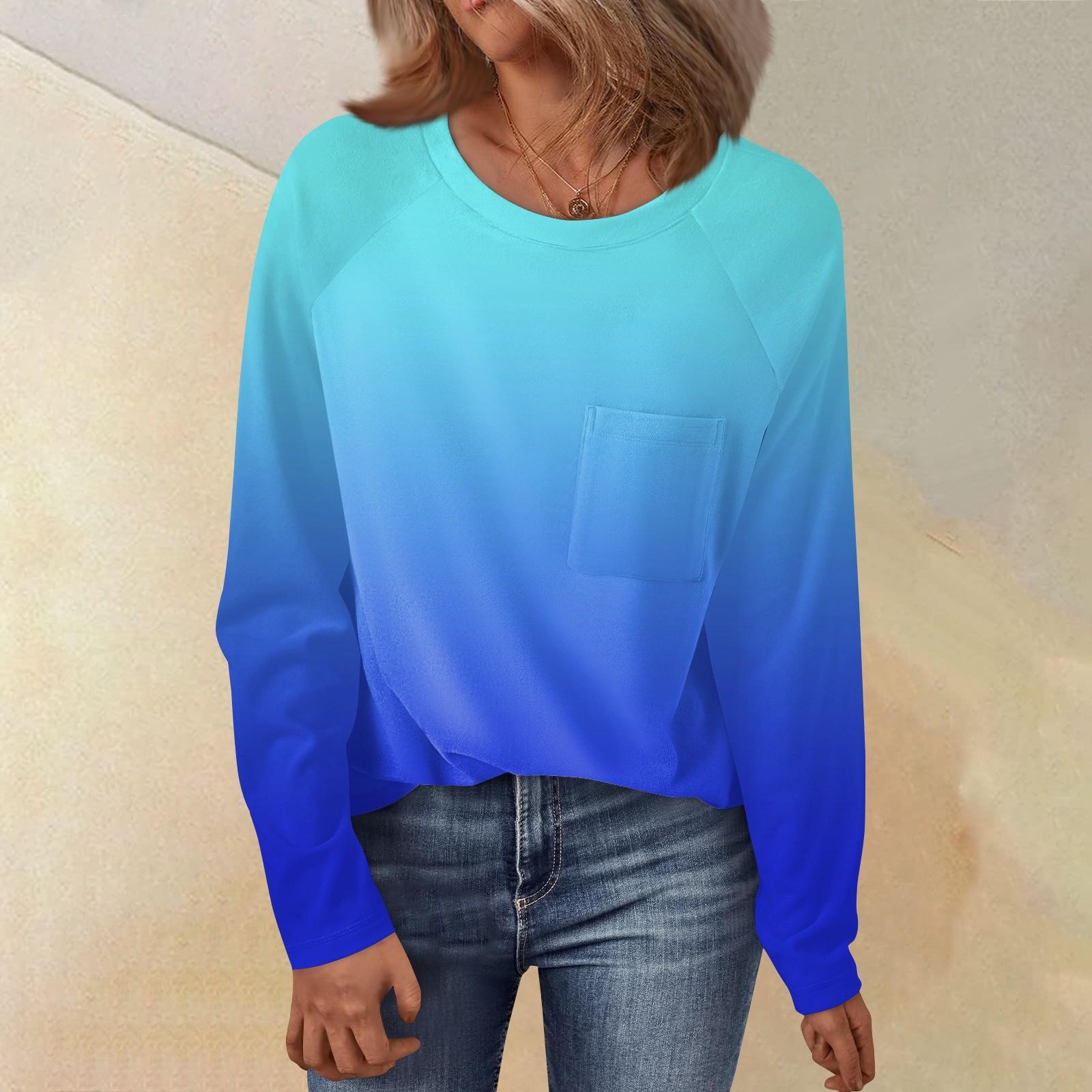 

Женский свободный топ с круглым вырезом и градиентным принтом, рукавом реглан, длинным рукавом XXXL