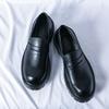 Big head leather shoes men's small man with uniform to work small leather shoes trend glossy casual lazy loafers men