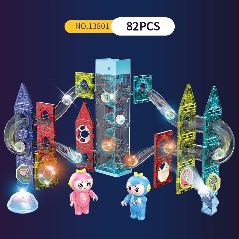 

Красочный магнитный конструктор «Мраморный трек с колесом обозрения» для детей - Развивающий набор строительных блоков