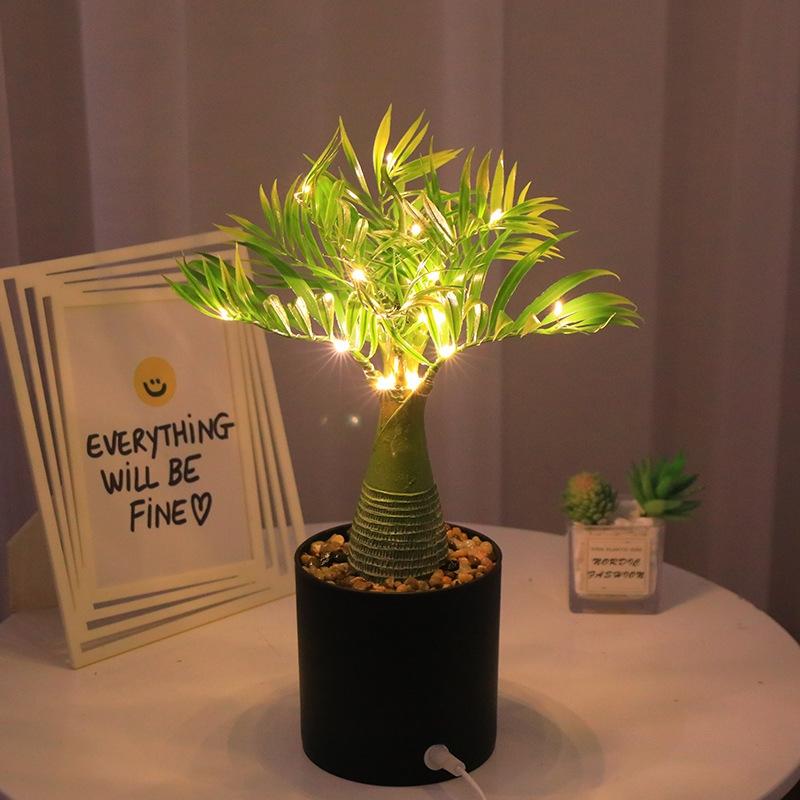 Artificial Plant With Led Lights Fake Plant Potted Tree Indoor Lighting For Living Room Hotel Villa Art Decor Bedroom Home Decor