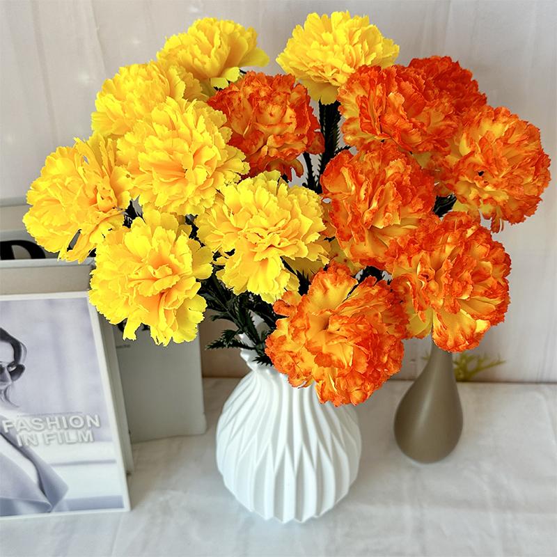 Artificial Silk Autumn Chrysanthemums and Orange Marigold Flowers for Weddings, Day of The Dead Festivities.
