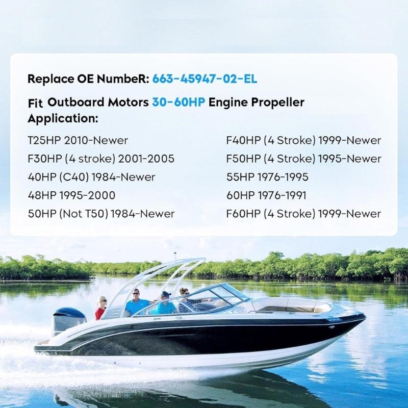 High Thrust Boats Propeller Marine Propeller Enhances Efficiency Outboard Propeller Replaces 663-45947-02-EL for 40-60HP