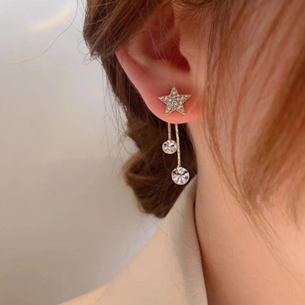 Summer Design Sense, Five-pointed Star Fringed Earrings, Fashion, Stud Earrings