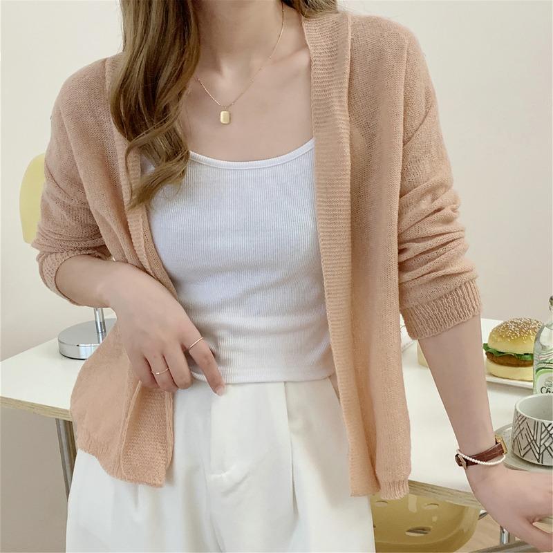 

2025 Повседневный кардиган в корейском стиле, женский свитер, трикотажный тонкий элегантный жакет с длинным рукавом, осенний однотонный топ, трикотажная одежда, пальто one size розовый