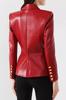 Lambskin Leather Handmade Designer Stylish New Red Women's Blazer Formal Genuine