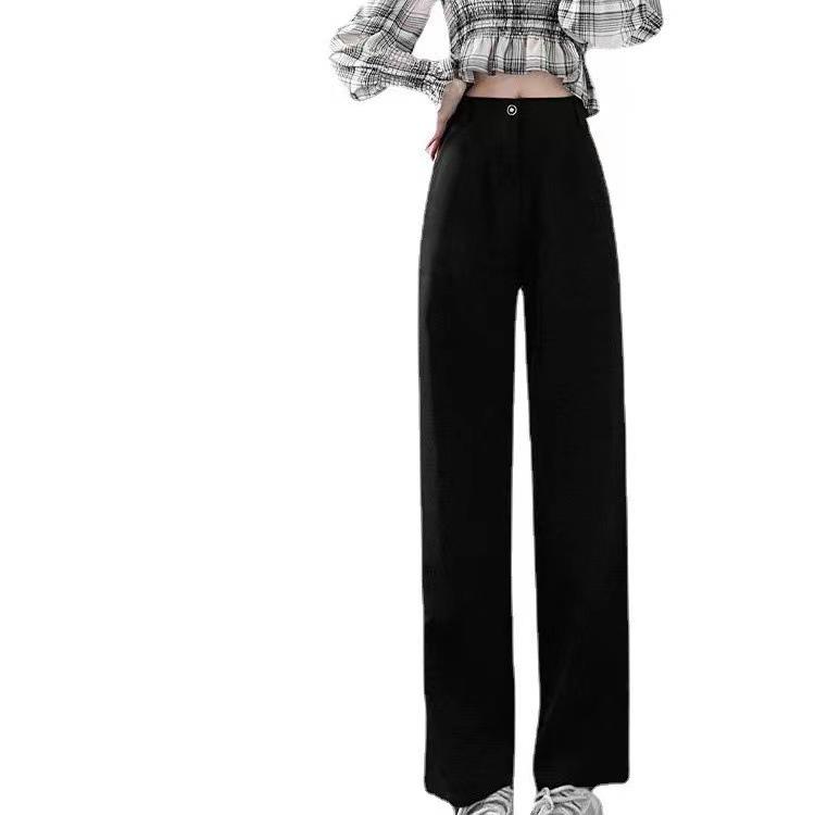 

Women s Wide-Leg Black Summer Trousers - Lightweight, Straight Drape Suit Pants XS чорний