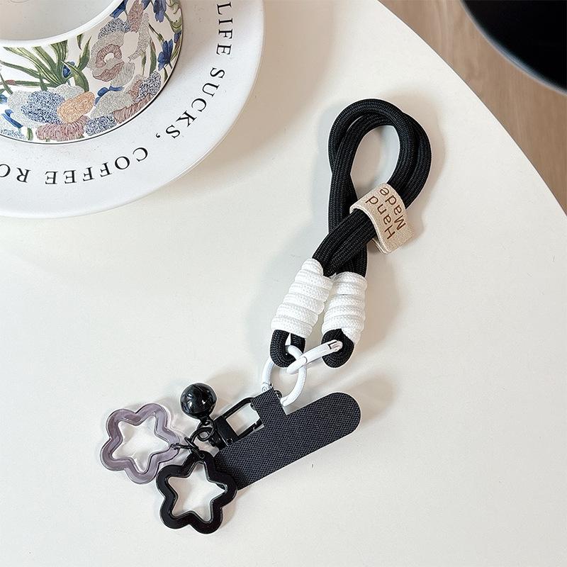 Dopamine Color Hollow Star Mobile Phone Case Clip Portable Rope Bold Braided Rope Lanyard Anti-Drop And Anti-Lost Keychain