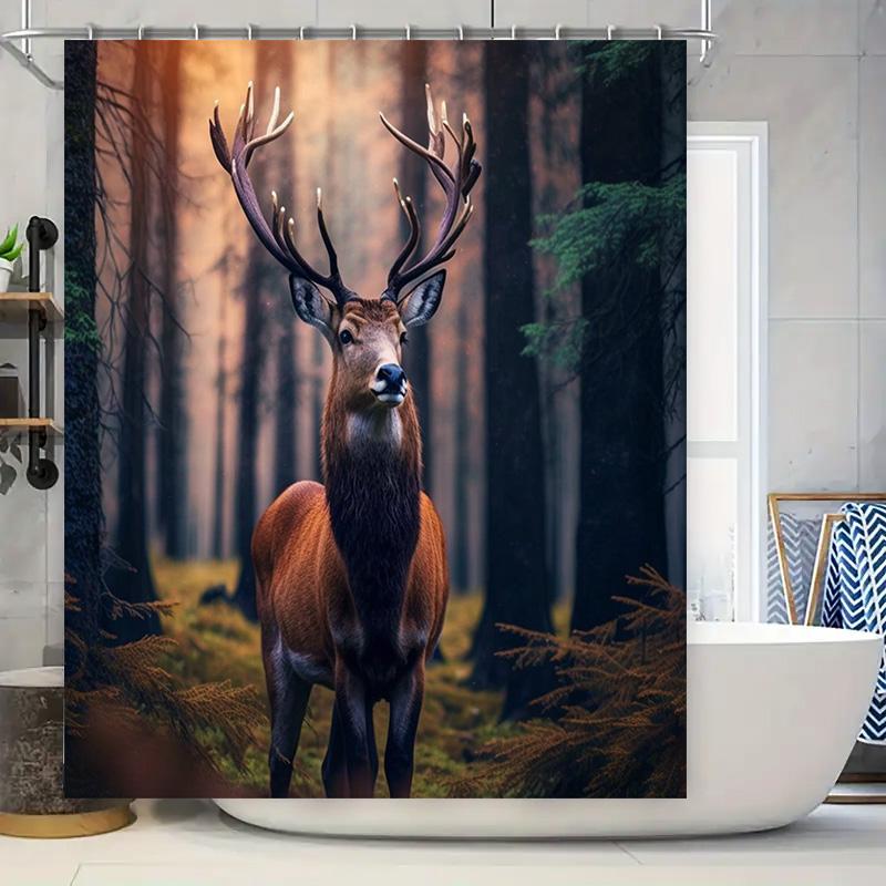 

Forest Elk Shower Curtain High Definition Printed Fabric Waterproof Bathroom Decoration For Home Decor 90x180cm