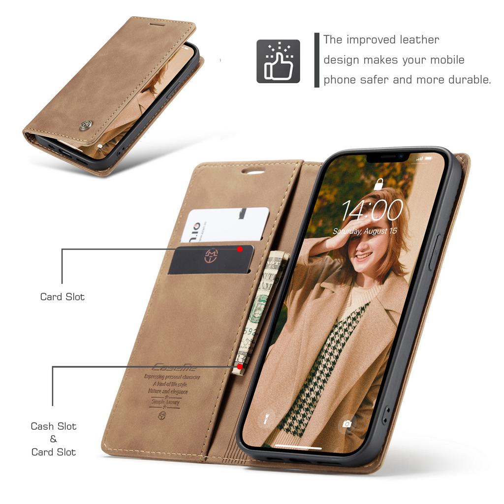 Retro PU Leather Flip Case for iPhone - Magnetic Wallet Cover with Stand Function
