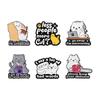 Adorable Cartoon Cat Series Metal Badge Cute Fun English Phrase Animal Brooch