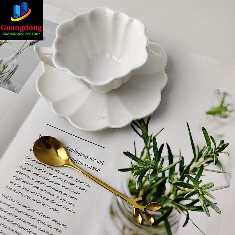 100ml Luxury European Ceramic Flakes Office Coffee Cups and Pans Kits with Milk Tea Cups Birthday Gifts