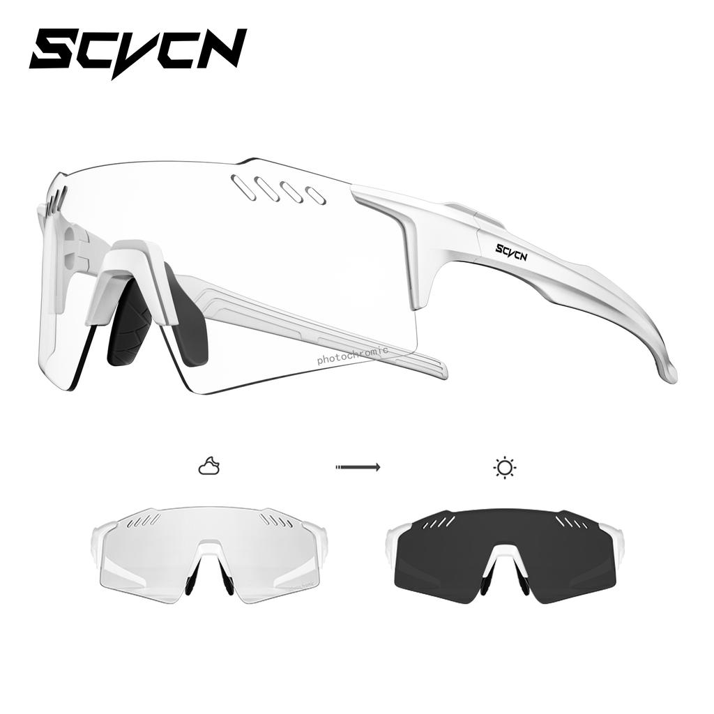 SCVCN Photochromic Hiking Eyewear Fashion Rimless Cycling Glasss Sports Running Sunglasses for Men Goggles Mtb Bicycle 1 Lens
