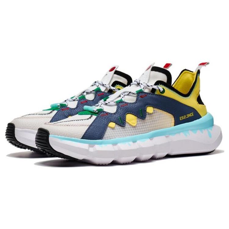 New LiNing Essence 2.3 Essence Anti Slip Wear Resistant Low Top Vintage Basketball Shoes Men's White Blue Yellow ABCT049-3