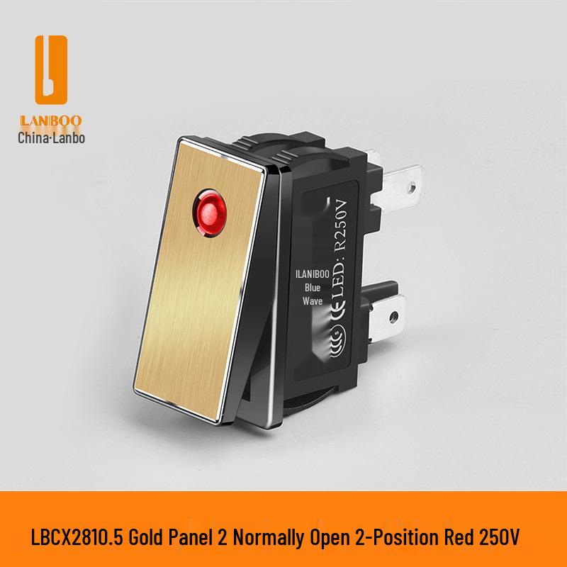 Lanbo 2810.5 High Current 16A Waterproof Metal Rocker Switch with Light, 5V-24V/220V, Two-Position