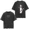 Baumwolle Herren Vintage Japan Anime Print Oversize T-Shirt Streetwear Harajuku Sommer Schwarz Kurzarmhemd Locker Baumwolle Oberteile T-Shirts