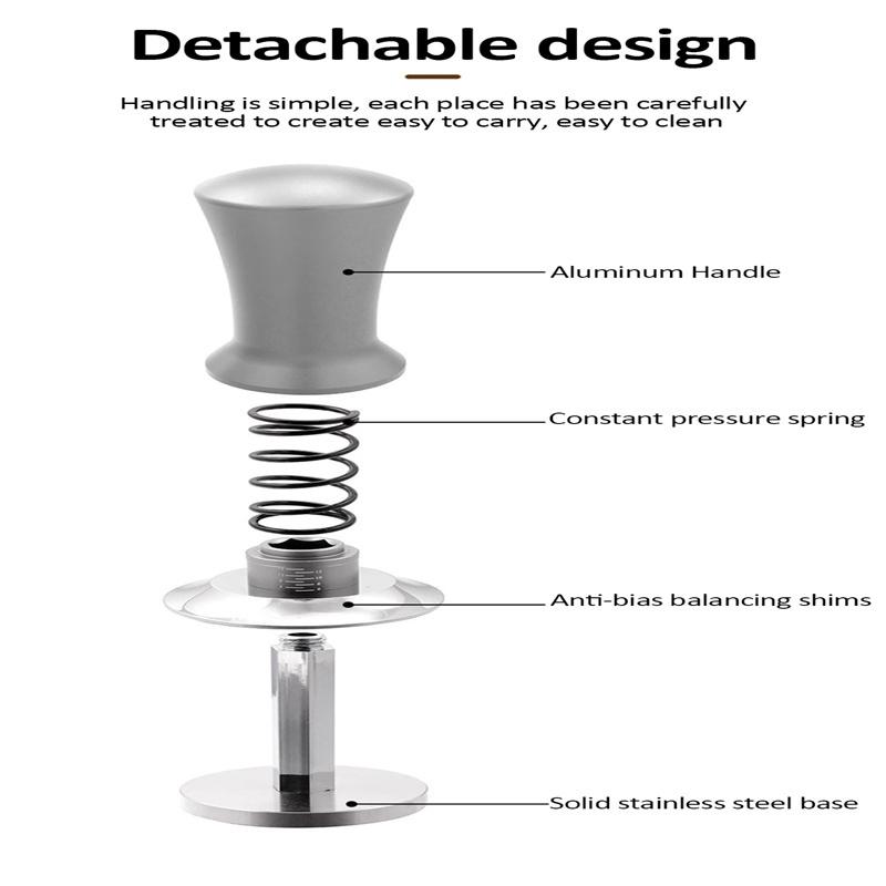 51/53/58Mm Coffee Tamper Stainless Steel Coffee Powder Constant Press Hammer With Scale Thread Base Espresso Accessories
