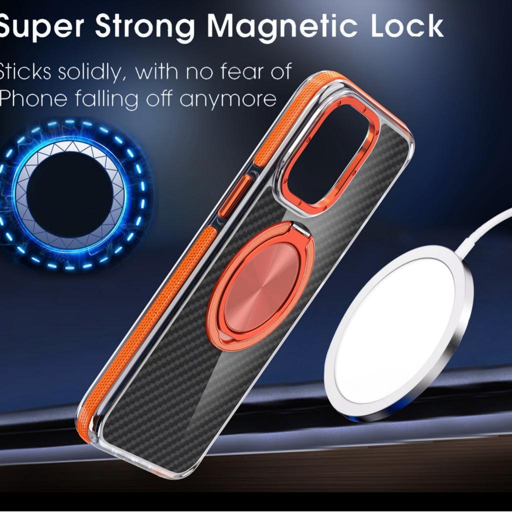 Applicable To Iphone17pro Mobile Phone Case, Two-color Xuncai Carbon Fiber Pattern Rotating Bracket, Anti-drop Apple 16p Mobile Phone Case.