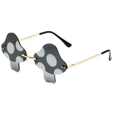 Mushroom Shape Sunglasses Irregular Rimless Sun Glasses Retro Trendy Fun Sunglasses for Women Men Halloween Party Decorations