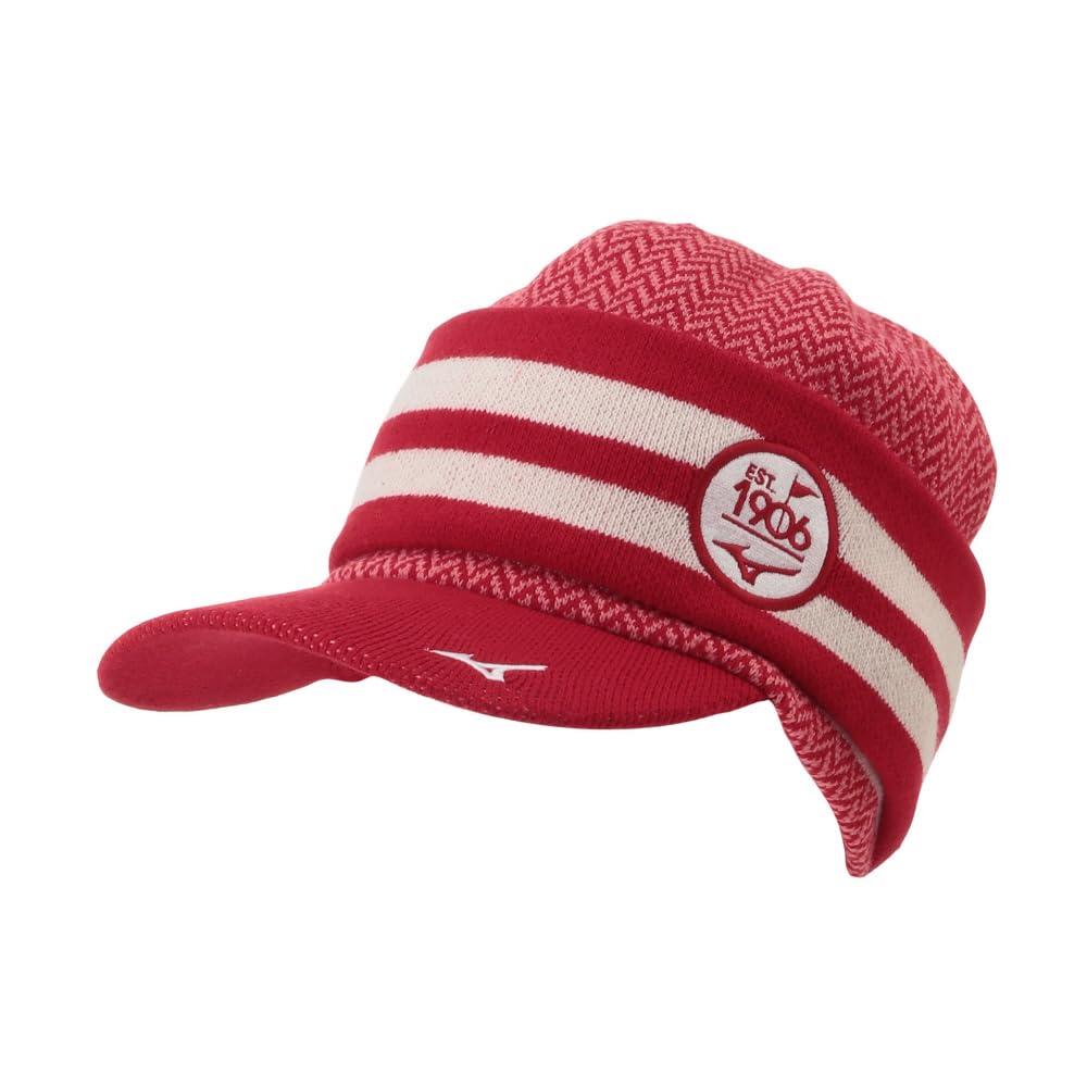 

Mizuno Вязаная кепка с козырьком для гольфа Breath Thermo с подогревом для шеи и гибискусом, влагоотводящая, генерирующая тепло, мужская E2MWA505, красная, универсальный размер