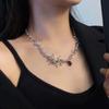 Gothic Red Zircon Spider Pendant Necklace for Women Dark Rose Mysterious Chokers Collar Chain Y2K Accessories Fashion Jewelry