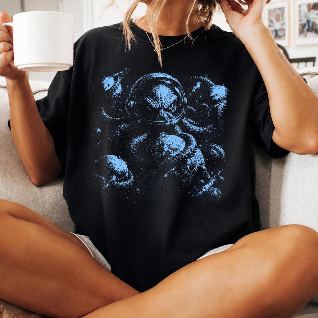 Octopus In Space Comfort Colors Shirt, Funny Retro 90s Graphic Tee, Vintage Sci Fi Octopus Art, Meme Space Lover Gift