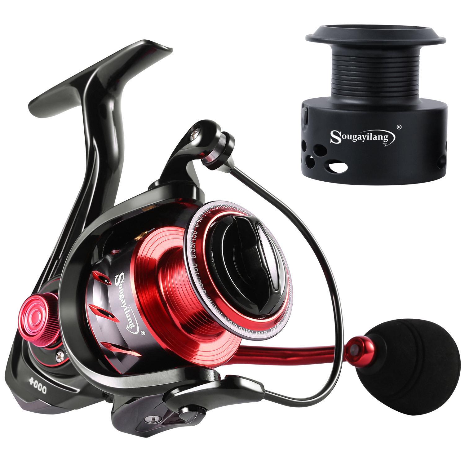 Moulinet Sougayilang GL Eau Salée - Ultra Léger Fibre Carbone 17,9 Kg, 12+1 BB, Tout Aluminium Pour Pêche Côtière Puissante