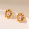 Luxury Niche Small Oval Lace Design Zircon Color Retention Women Stud Earrings
