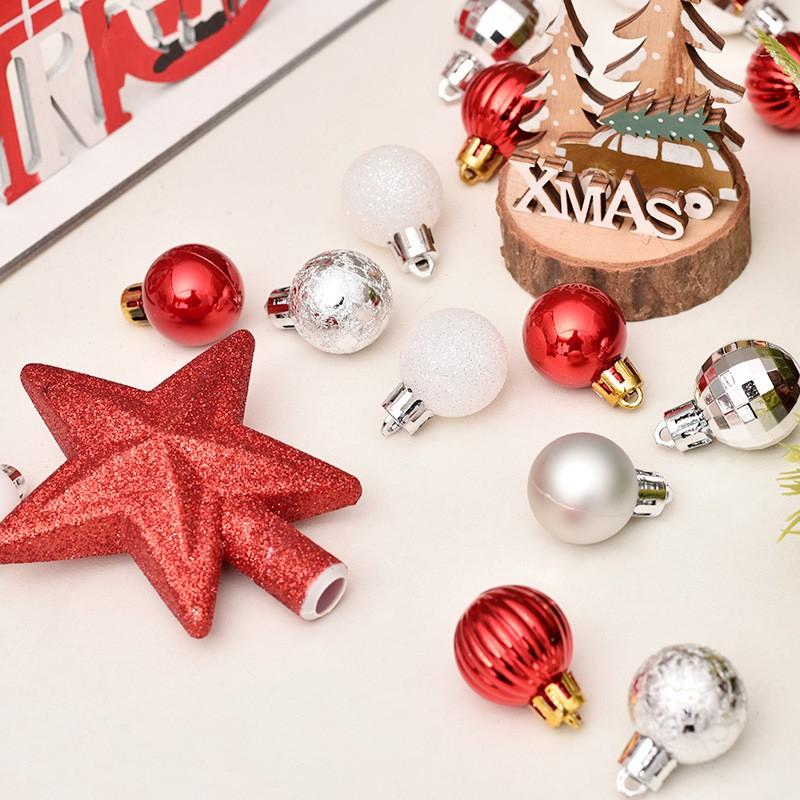 Christmas Decorations 30pcs 3cm Balls Tree Topper Star Set Xmas Ornaments