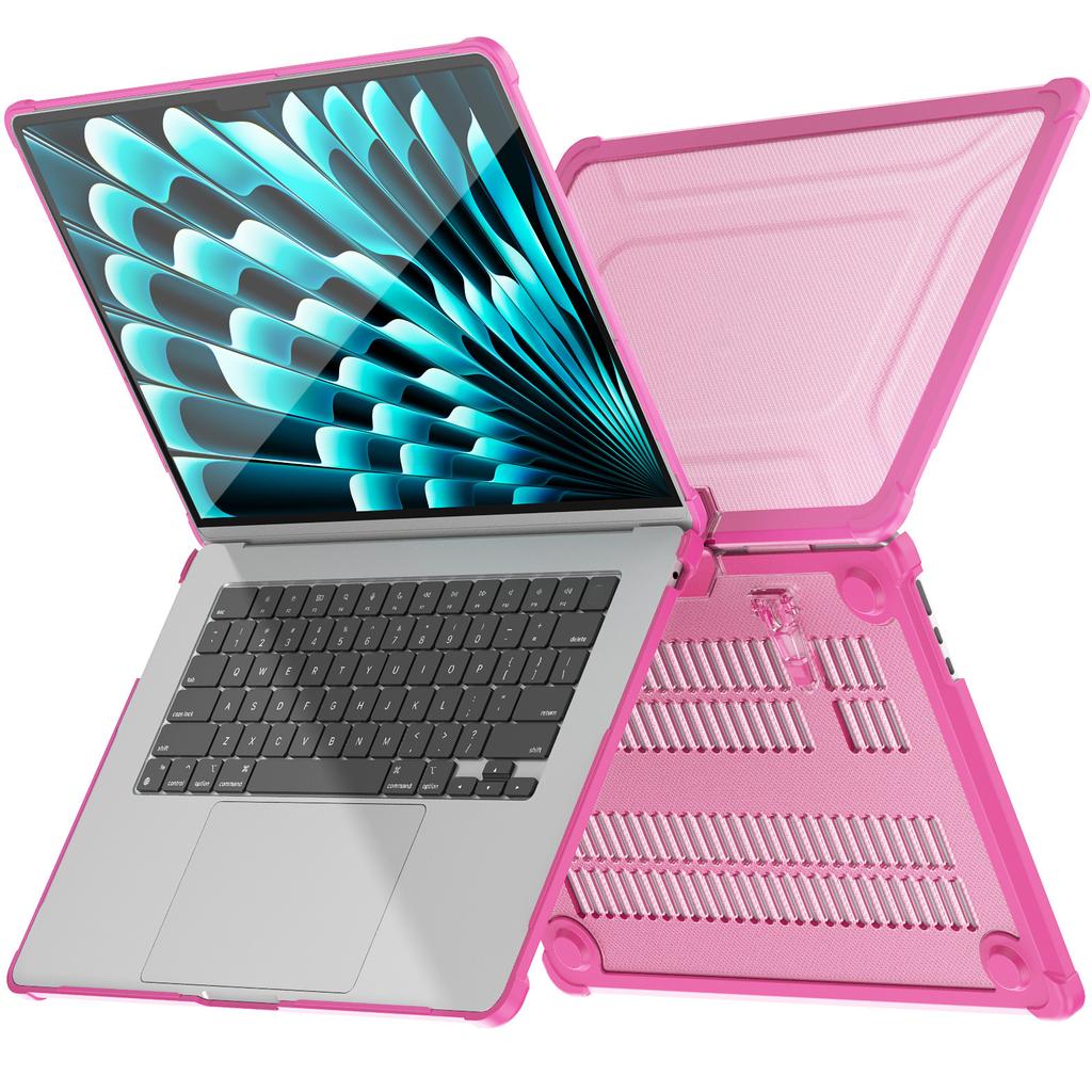 For Macbook Air 15 inch (2025)/(2024) A3114 M3/(2023) M2 A2941 PC+TPU Laptop Case Heat Dissipation Kickstand Non-Slip Notebook Cover
