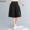 ZANZEA Women Summer Solid Color Loose Casual Wide Leg Fifth Pants