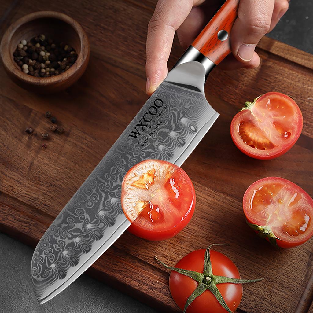 Damascus Steel Kitchen Knife VG10 Japanese Santoku Chef's Knife Slicing Knife with Ebony Handle Kitchen Cutlery Sushi Knife