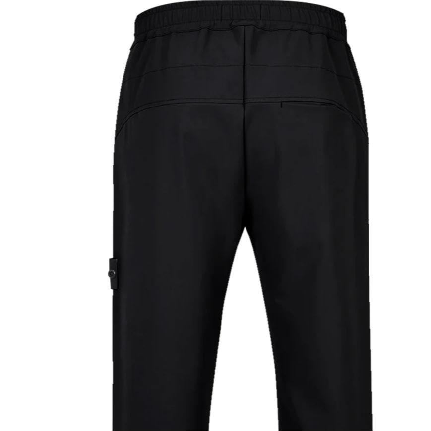 STONE ISLAND SS24 Pantaloni Casual Lunghi con Zip e Logo Monocolore Uomo Pantaloni Nero 801562353-V0029