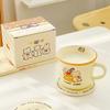 Cute Breakfast Cup with Coaster Set Cartoon Ceramic Cup Birthday Gift Mug Girl Water Cup Souvenir