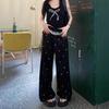 Sweet & Spicy Lace Patchwork Women's Wide-Leg Bow Pants - Summer Casual Elastic Waist Pants