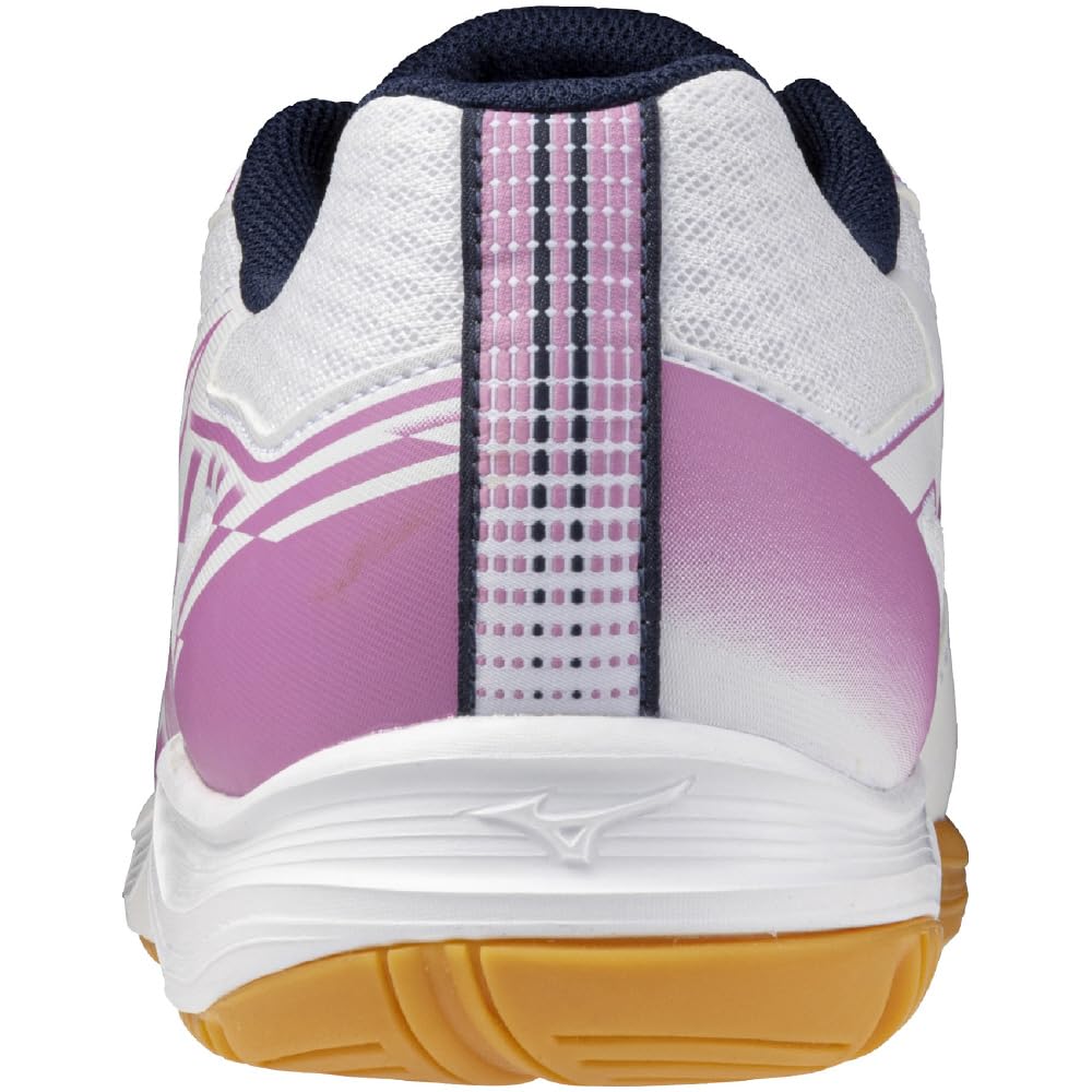 Mizuno Table Tennis Shoes, Cross Match Smash, Lightweight, Cushioned, Indoor/Gym, Entry Level, Beginner, White/Pink/Navy, Size 25.0 cm, 2E