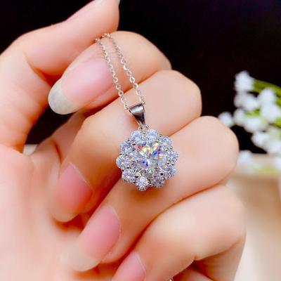2 Carat Eight Hearts And Eight Arrows Plated Pt950 Full Diamond Simulation High Carbon Diamond Opening Ring Women, Pendant Necklace