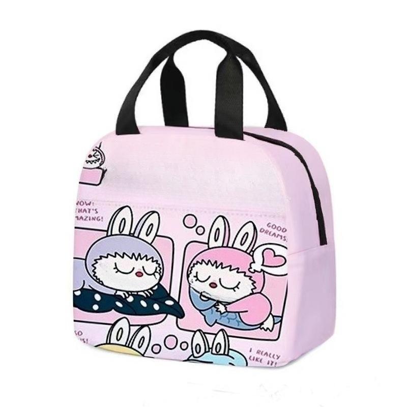 

Ланч-бэг Labubu мультяшная сумка-тоут студенческая сумка для бэнто сумка для еды с термоизоляцией из алюминиевой фольги сумка для ланч-бокса
