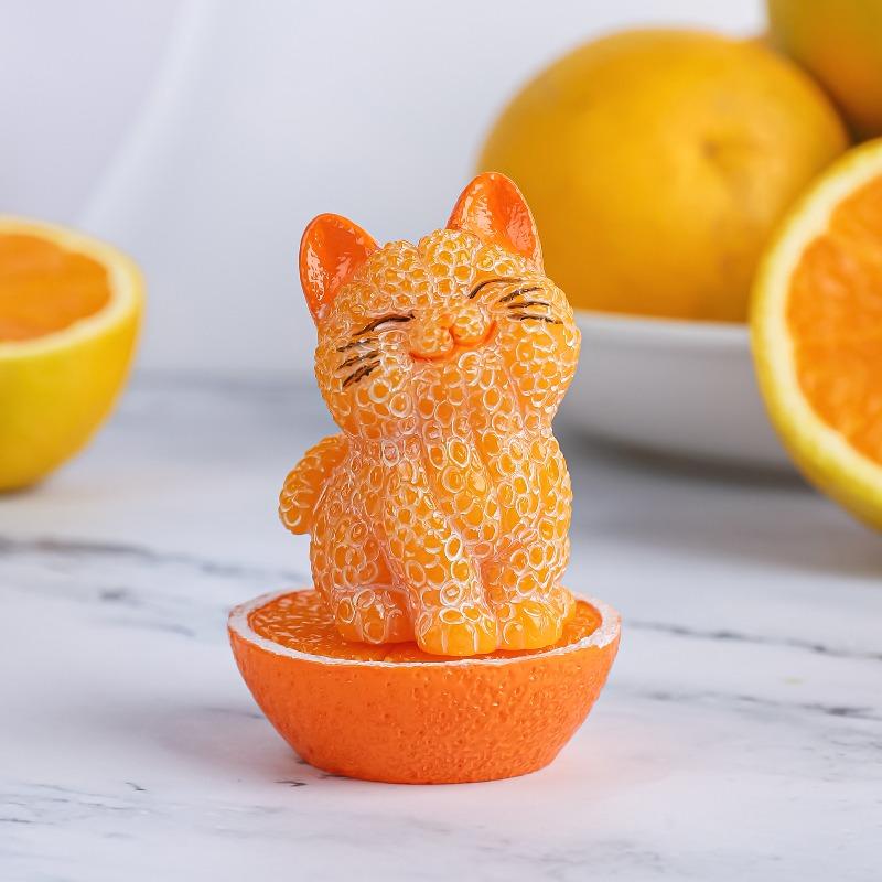 Here Comes The Cute Little Cat, Creative Orange Cat, Resin Tabletop Decoration, As A Gift for Girls