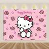 Adorable Hello Kitty Pink Graffiti Streets Printed Tapestry Bedroom Decoration  Celebration Background Design Holiday Party