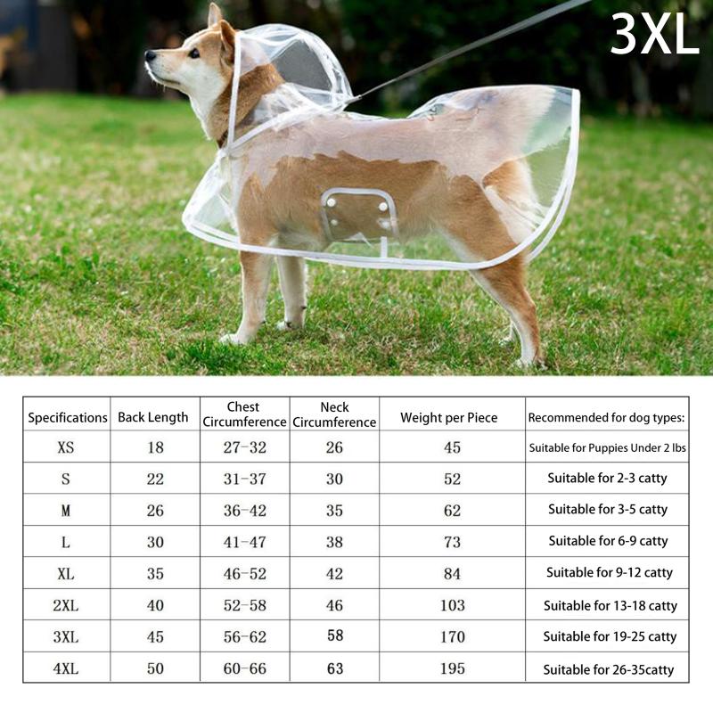Capa de Chuva para Animal de Estimação Capa de Chuva Transparente para Cão Impermeável e à Prova de Vento Roupa para Animal de Estimação Cão Grande Animal de Estimação Cão Fantasia para Animal de Estimação
