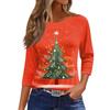 Women's O-Neck 3/4 Sleeve Christmas Print Top